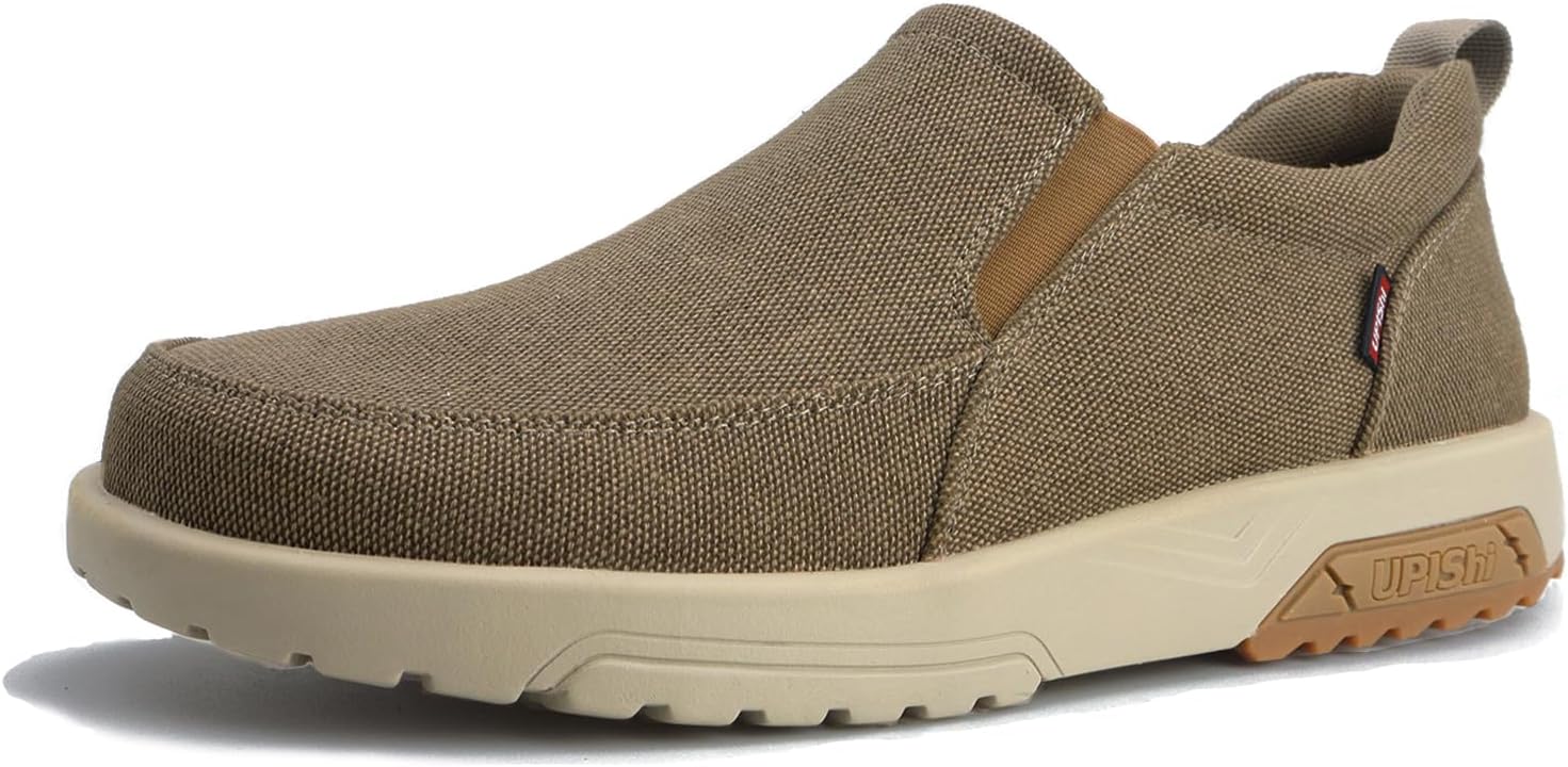 

Мужские лоферы UPIShi с поддержкой свода стопы, удобные повседневные ортопедические кроссовки для облегчения боли при подошвенном фасците, нескользящие, из канвы, комфортные для ходьбы, коричневый