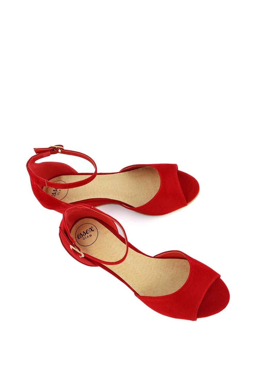 Босоножки на средней танкетке 'Lottie' Peeptoe XY London, красный — фото 3