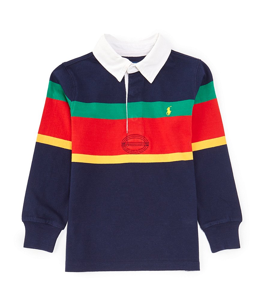 

Рубашка для регби с длинным рукавом в полоску Polo Ralph Lauren Little Boys 2T-7, синий