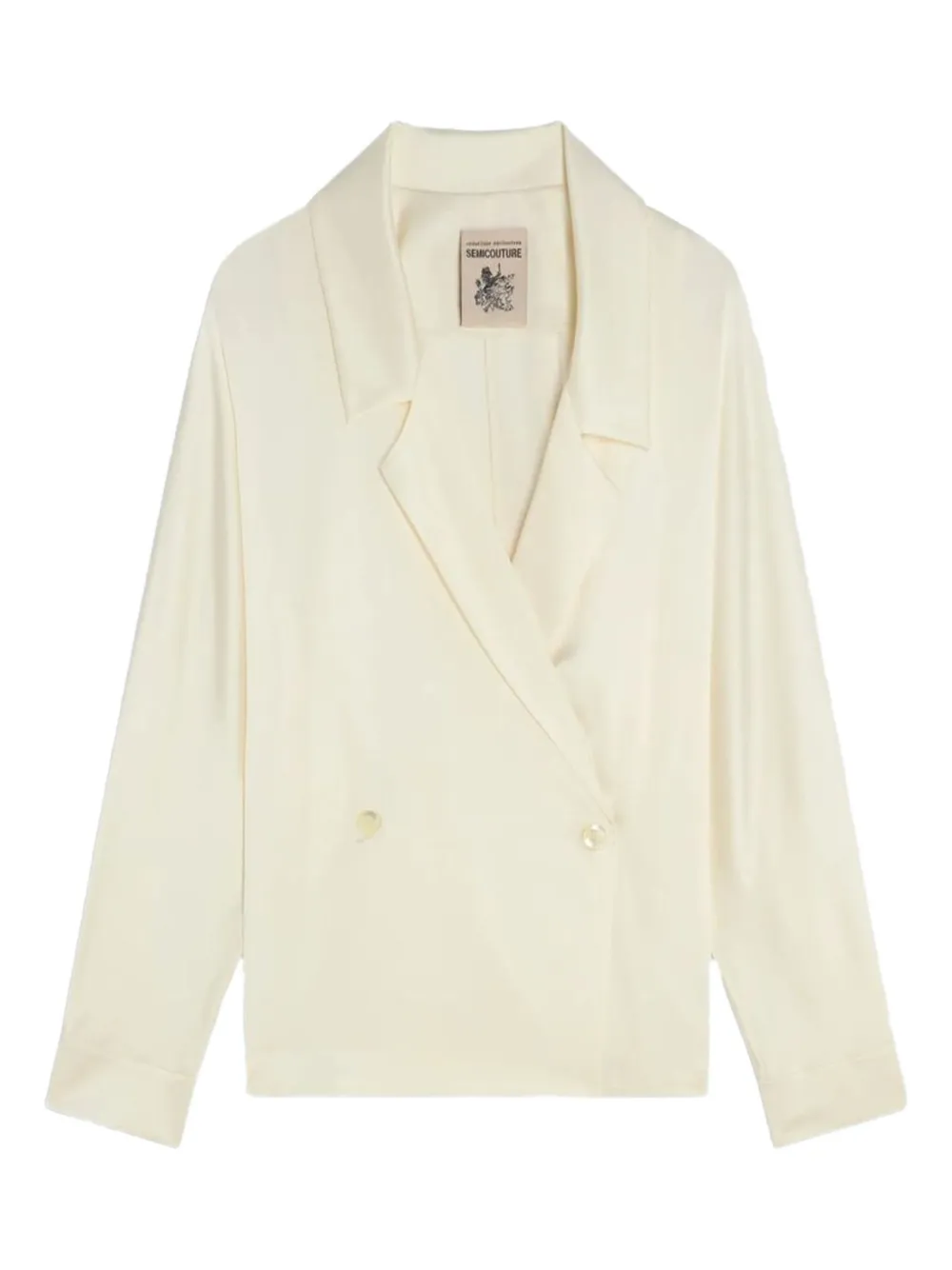 

Двубортный пиджак с длинными рукавами Semicouture, белый