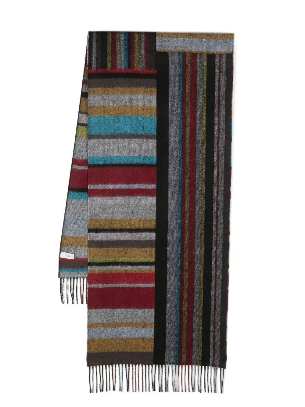 

Полосатый шарф с бахромой Paul Smith, серый