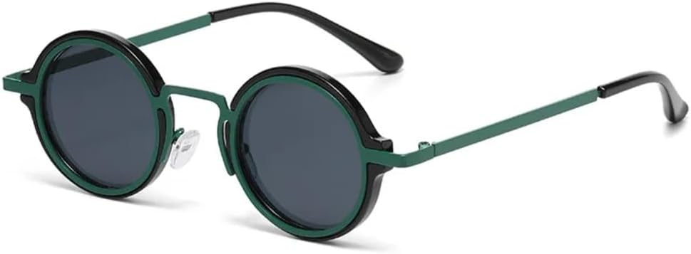 

Ретро круглые панк-солнцезащитные очки для женщин, модные градиентные леопардовые очки, очки цвета чайного дерева, защита от УФ-излучения UV400 для мужчин TVTBBVV, Black Green Black