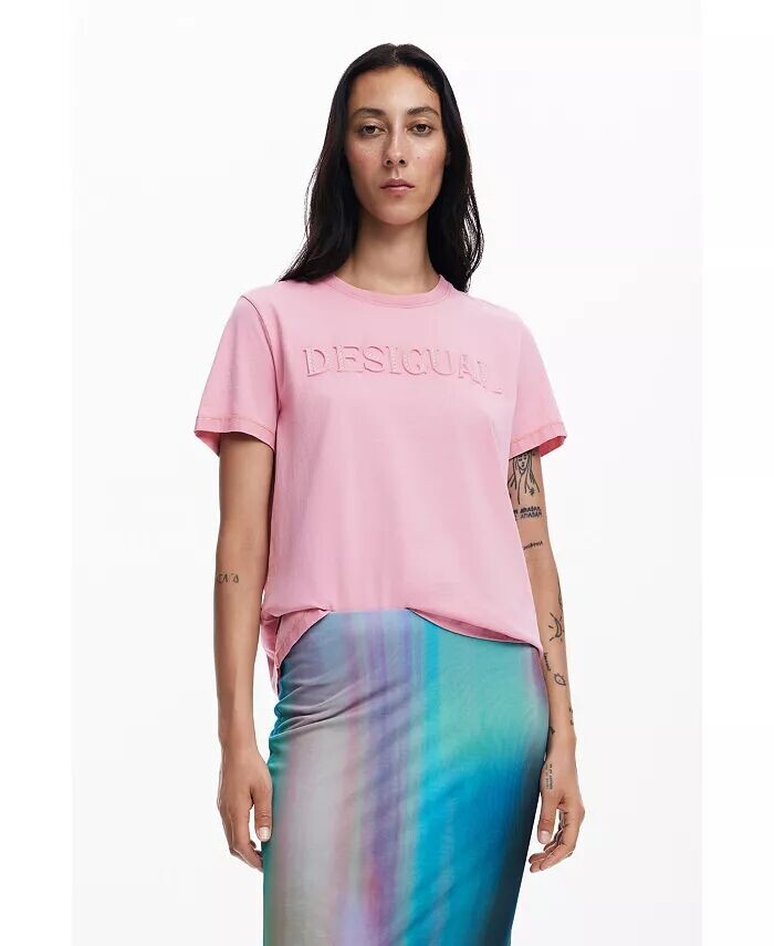 

Женская сверкающая футболка Desigual, розовый
