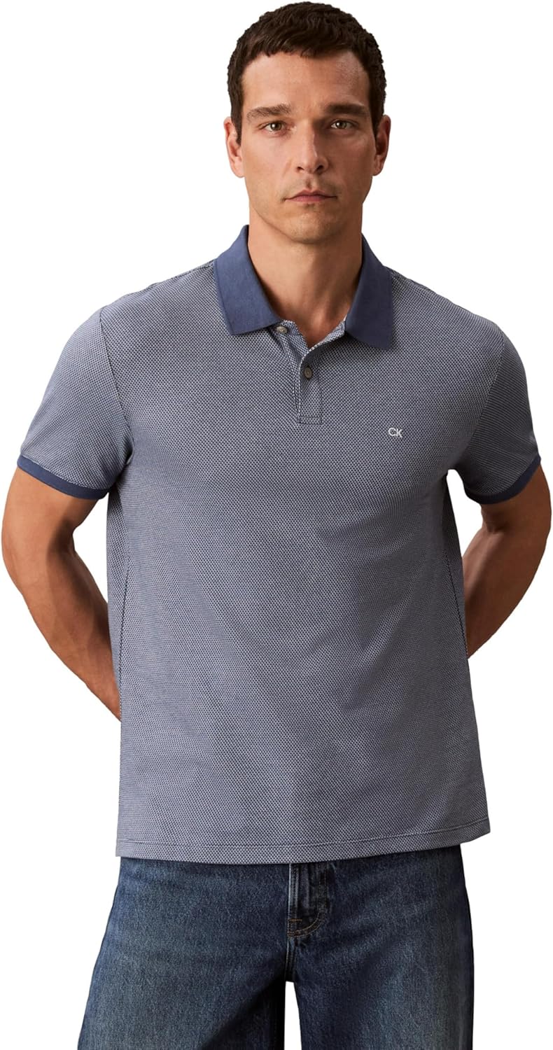 

Мужская жаккардовая рубашка-поло Calvin Klein Refined, Crayon Blue, Синий, Мужская жаккардовая рубашка-поло Calvin Klein Refined, Crayon Blue