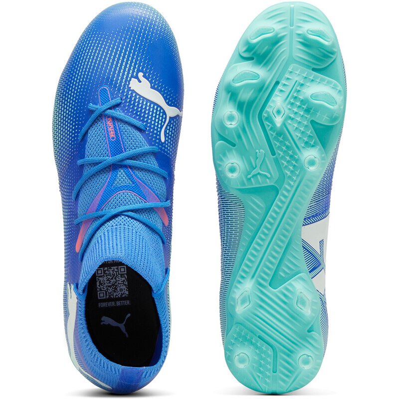 Футбольные бутсы для газона Future 7 Match FG/AG Puma, цвет bluemazing-puma white-electric peppermint — фото 2