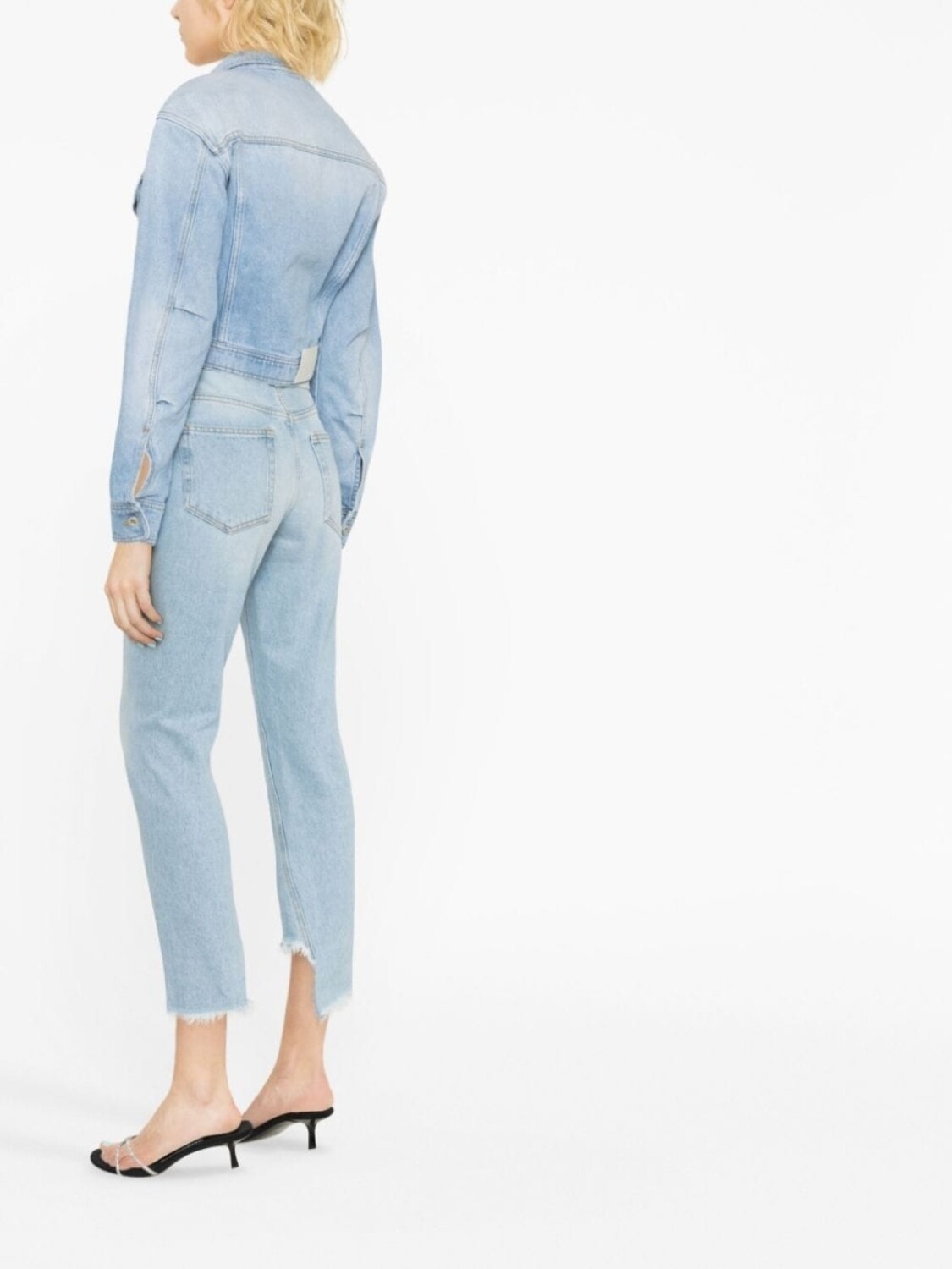 Off-White укороченная джинсовая куртка, синий — фото 4