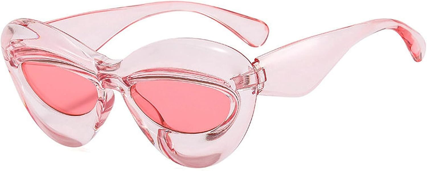 

Солнцезащитные очки COTIA в стиле ретро «Кошачий глаз», яркие цвета, модные для женщин, в стиле панк и хип-хоп, с овальными линзами, защита от УФ-излучения UV400, уникальные солнцезащитные очки для мужчин, Transparent Pink