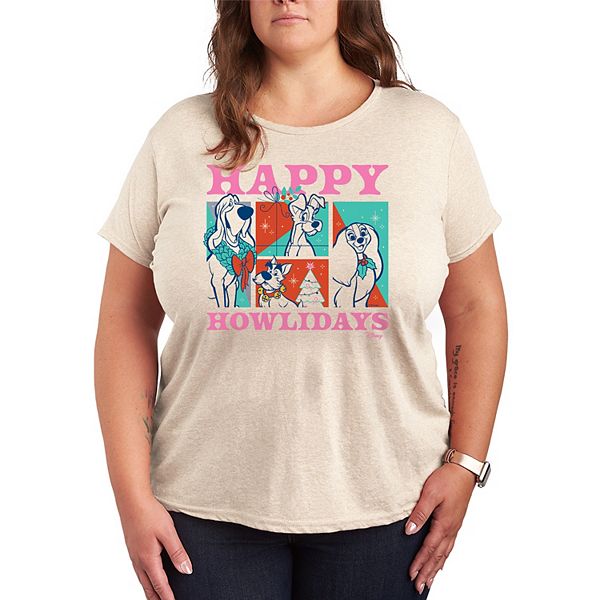 

Футболка Plus size с принтом "Леди и Бродяга" Happy Howlidays Disney, Beige