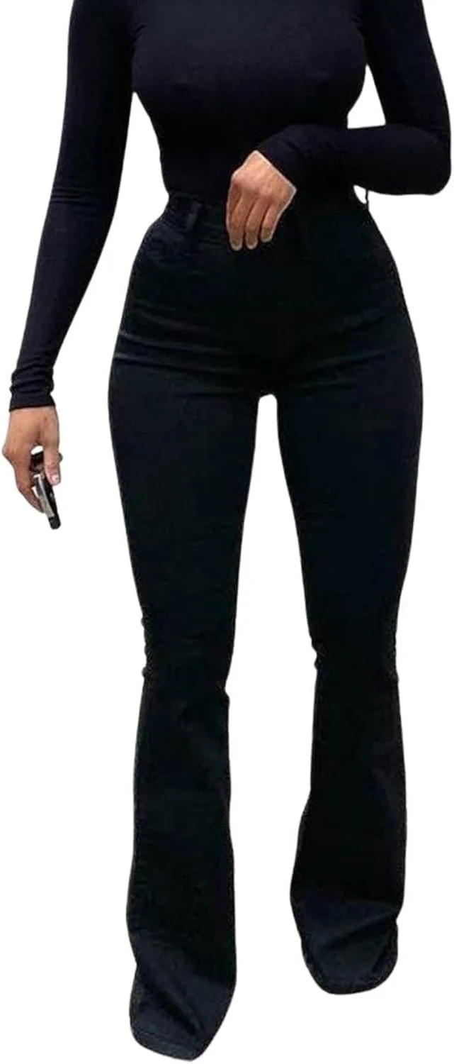 

Женские джинсы CHARTOU с высокой талией и расклешенным низом