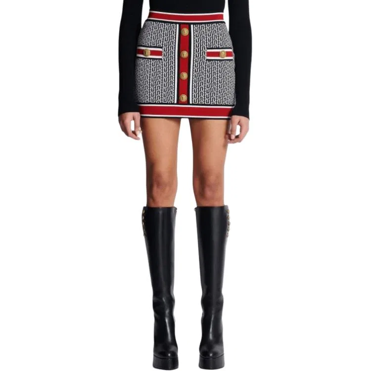 Юбка трикотажная с пуговицами Button Embellished Knit BALMAIN, Multicolor — фото 4