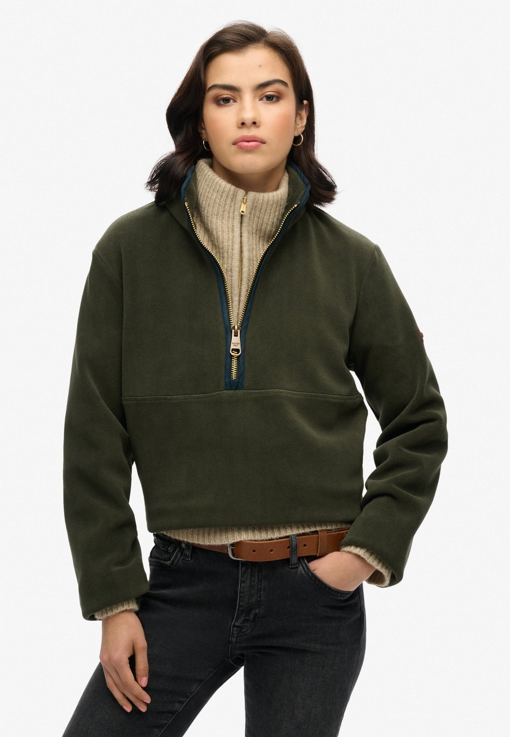 

Флисовый джемпер ESTATE HALF ZIP Superdry, зеленый