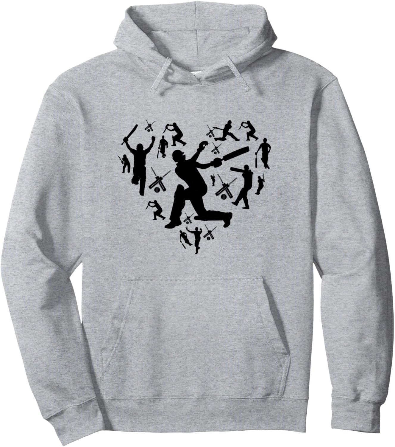 

Худи с силуэтом крикета, сердцем крикета и изображением игрока в крикет Cricket Designs, серый