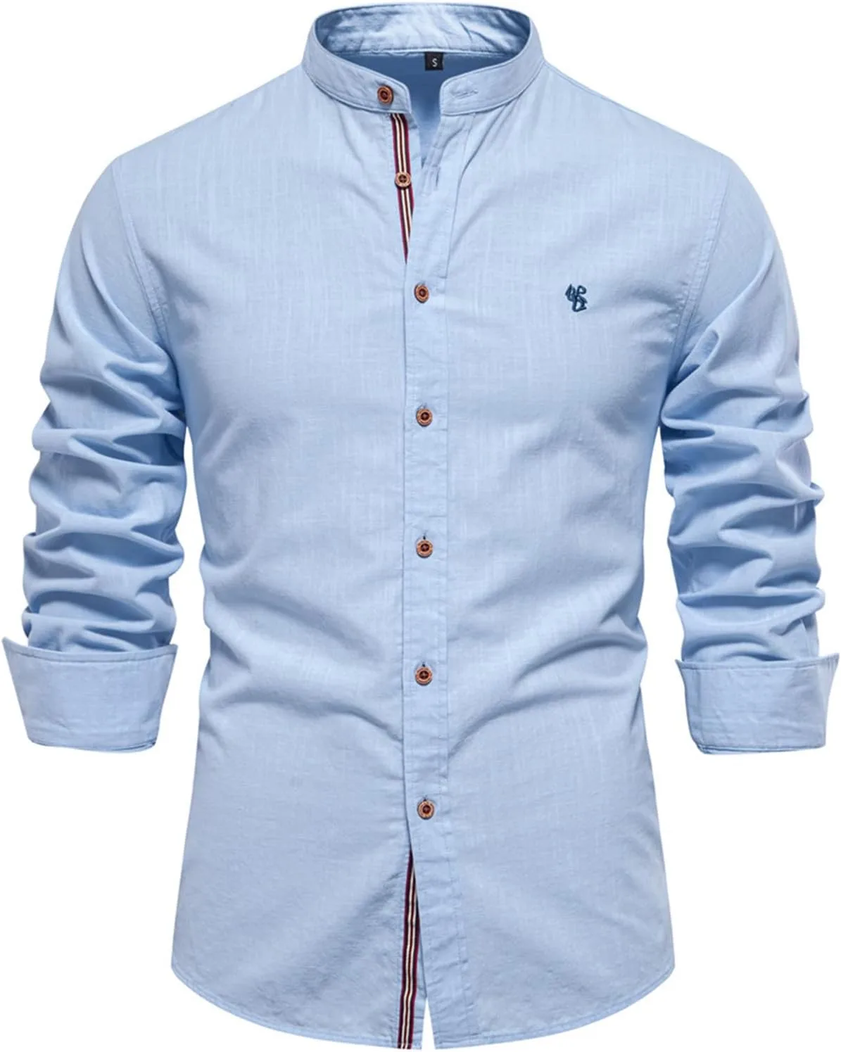 

Мужская хлопковая рубашка с длинным рукавом и воротником