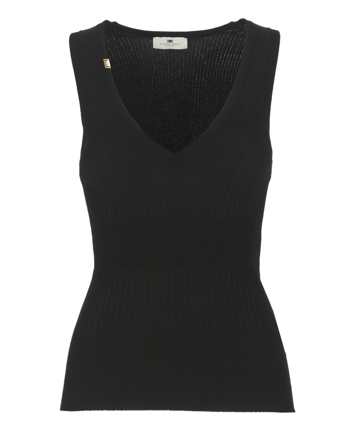 

Топ без рукавов с широким вырезом горловины Elisabetta Franchi, черный