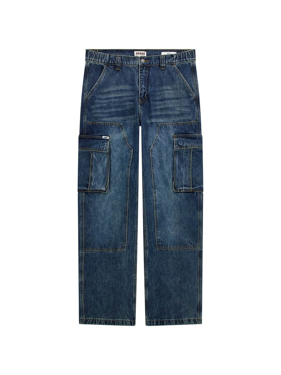 

Широкие джинсы-карго GUESS, синий деним