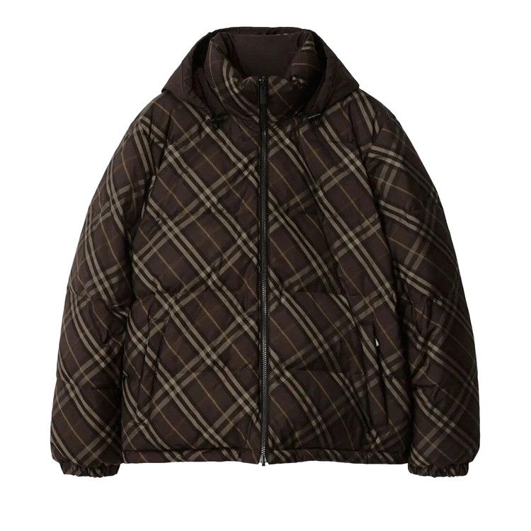 

Пальто Burberry Stand Collar Check Zip Up Coat, Truffle