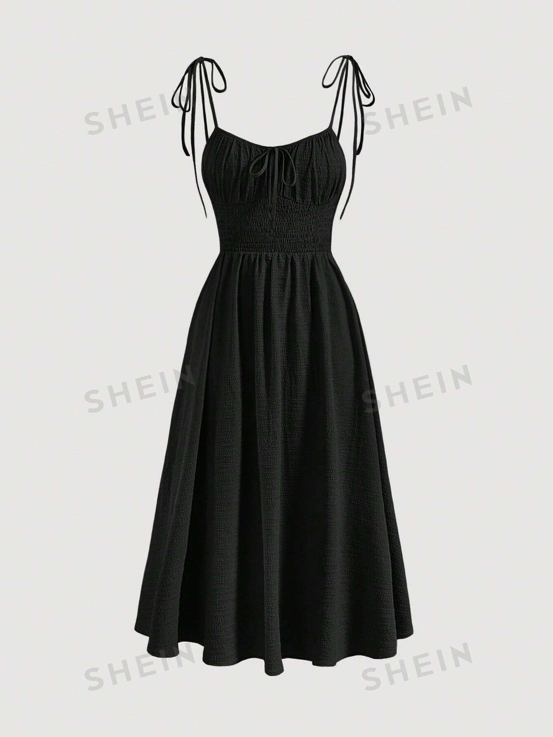 

MOD Платье-комбинация, Однотонное, с узлом на плече Shein, черный