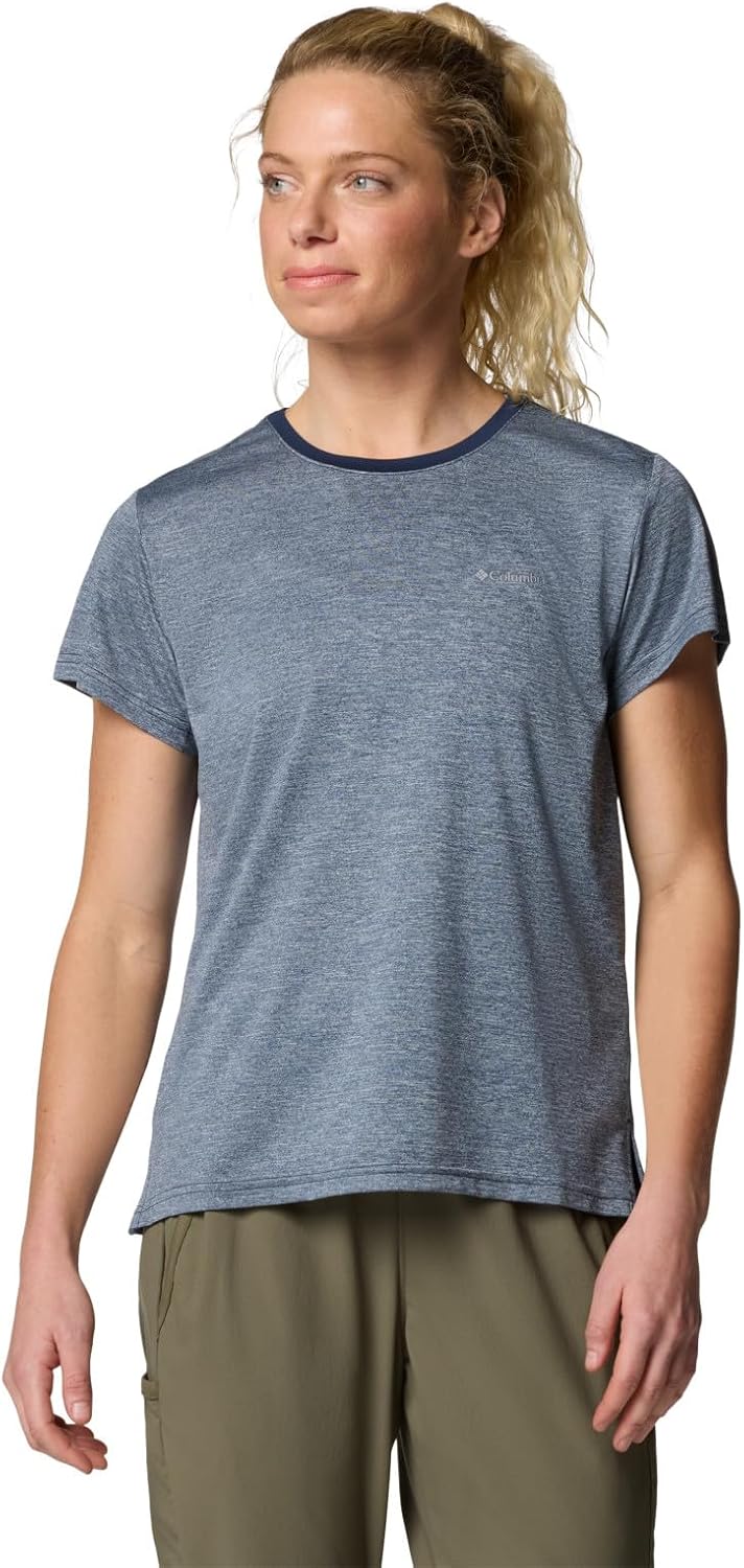 

Columbia Womens Bluevista Hill футболка с коротким рукавом, Collegiate Navy Heather, Синий, Columbia Womens Bluevista Hill футболка с коротким рукавом, Collegiate Navy Heather