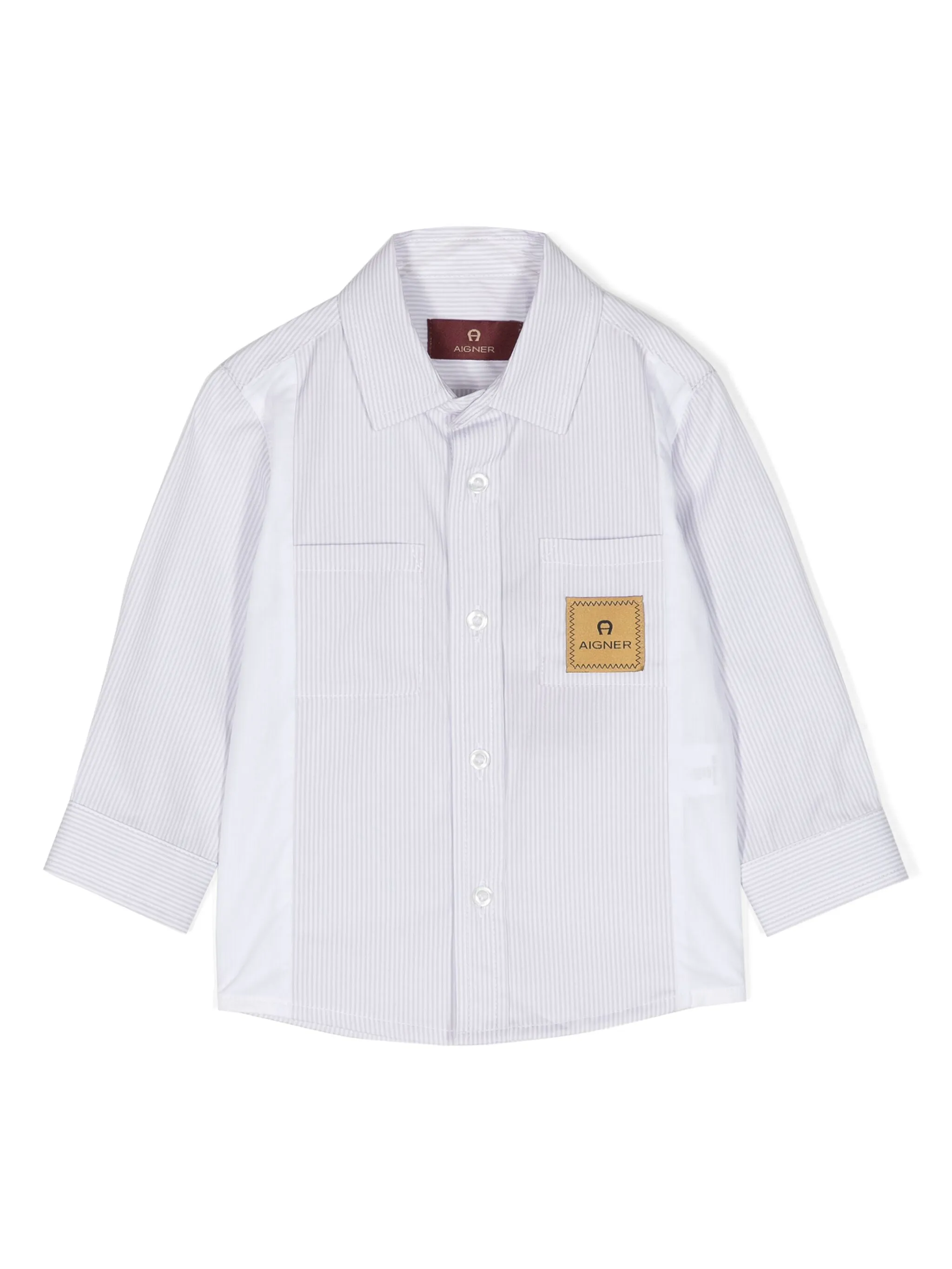 

Полосатая рубашка с нашивкой-логотипом Aigner Kids, серый