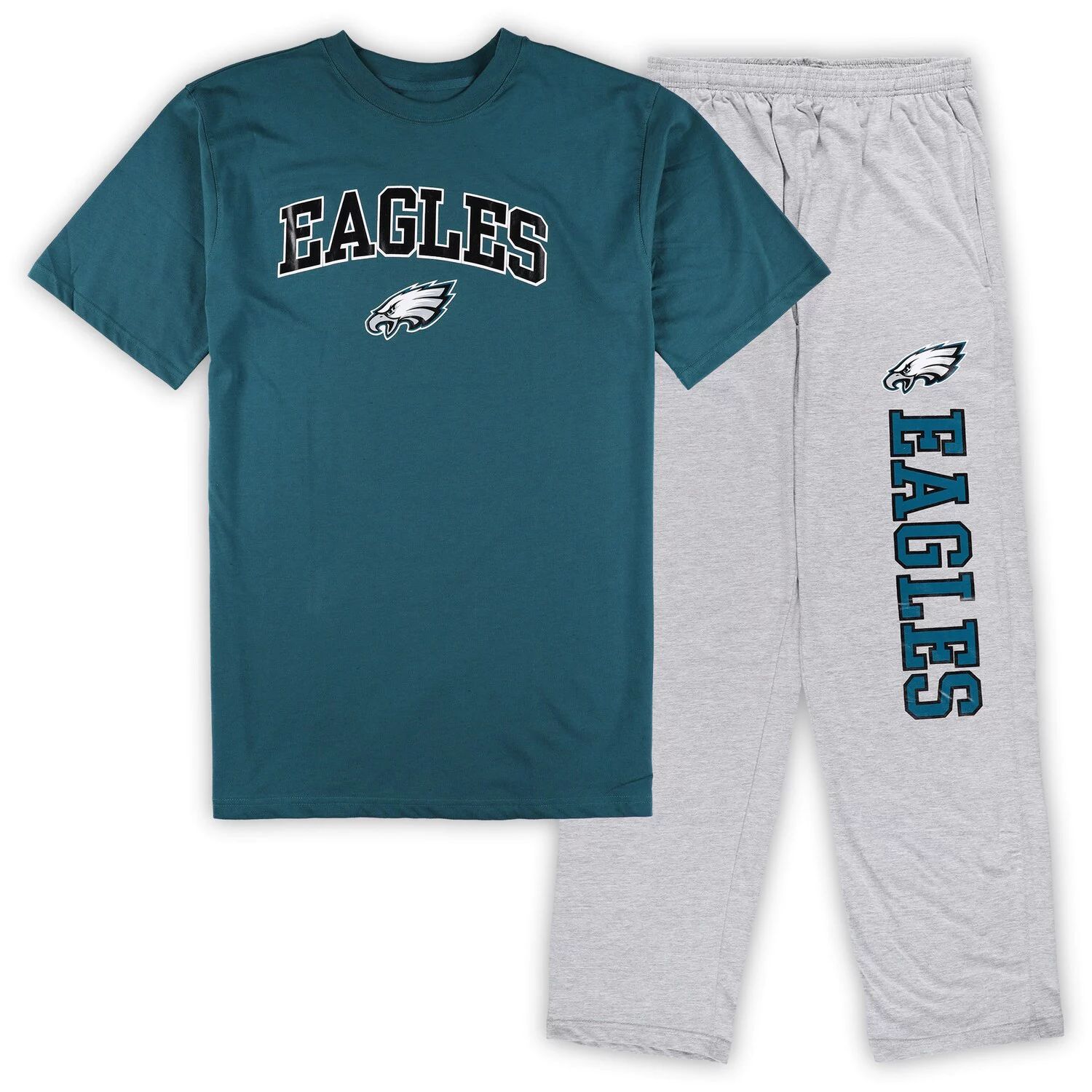 

Мужская футболка Concepts Sport Midnight Green/Heather Grey Philadelphia Eagles Big & Tall, комплект для сна и пижамные штаны