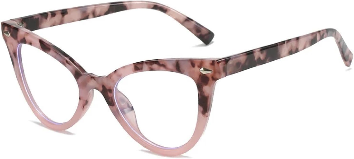 

Большие солнцезащитные очки «кошачий глаз» для женщин, модные, с прозрачным градиентом, защита от УФ-излучения UV400, для мужчин с заклепками generic, Pink Pattern Clear