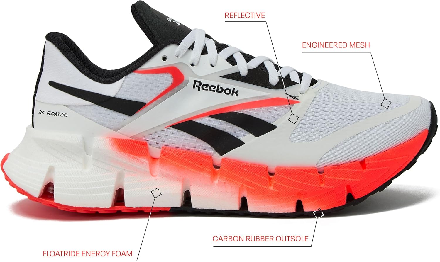 Мужские беговые кроссовки Reebok Floatzig, белый/черный — фото 2