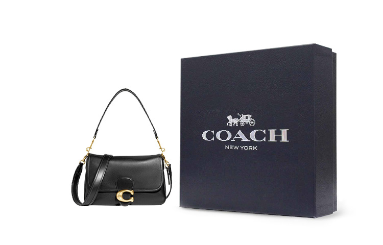 

COACH Таби Софт Кожаная сумка через плечо из мягкой телячьей кожи Средний размер Женская черная