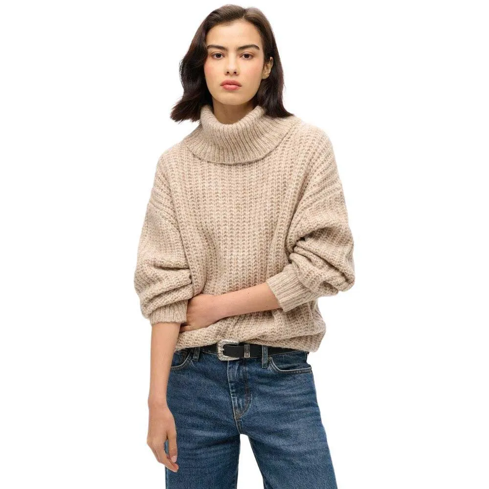 

Свитер Superdry Brushed Rib Slouch Nk high neck, бежевый