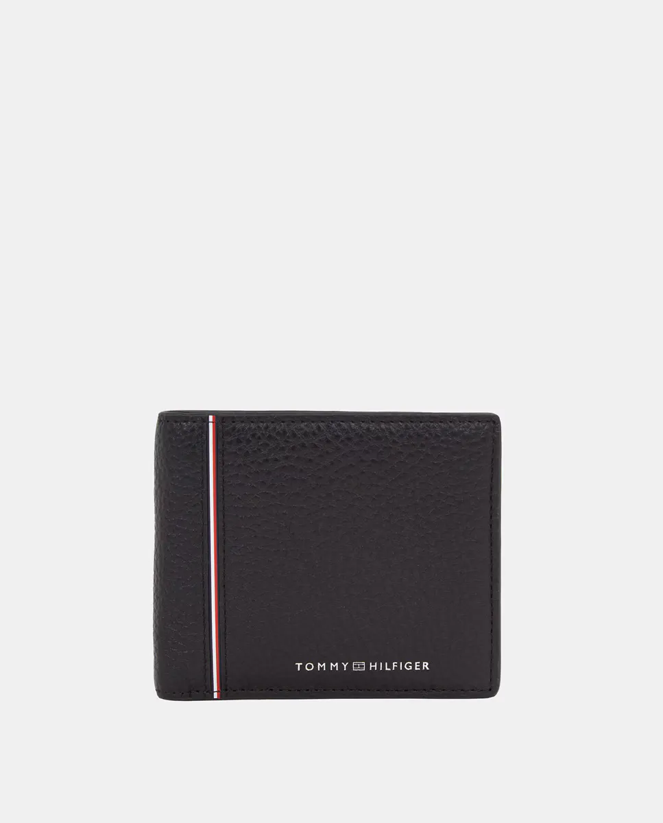 

Маленький черный кожаный мужской кошелек Tommy Hilfiger