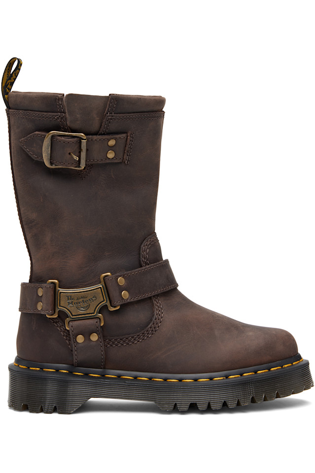 Кожаные байкерские ботинки Anistone hi Dr. Martens, коричневый