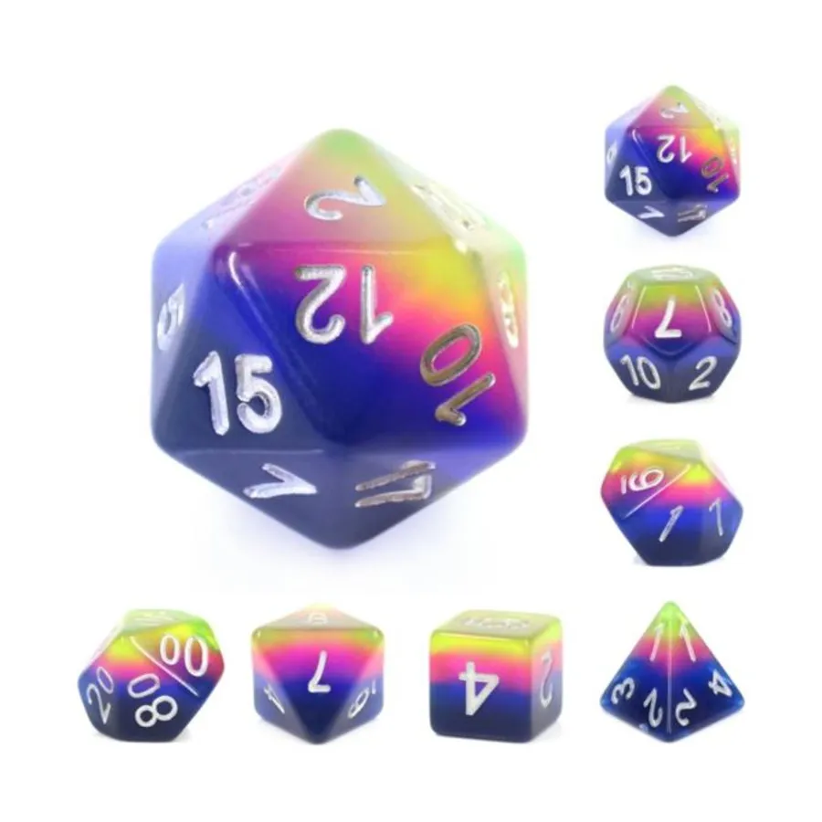 

Набор Poly — Neon Sunrise с белым (7), Dice Sets - Resin/Acrylic - Rainbow & Multi-Colored (Foam Brain Games)