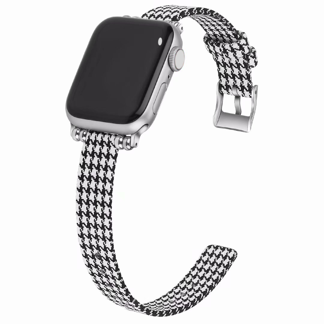 

Ремешок, совместимый с Apple, материал: нейлон и холст, 49 мм Zhongwo, Black and white houndstooth check - classic