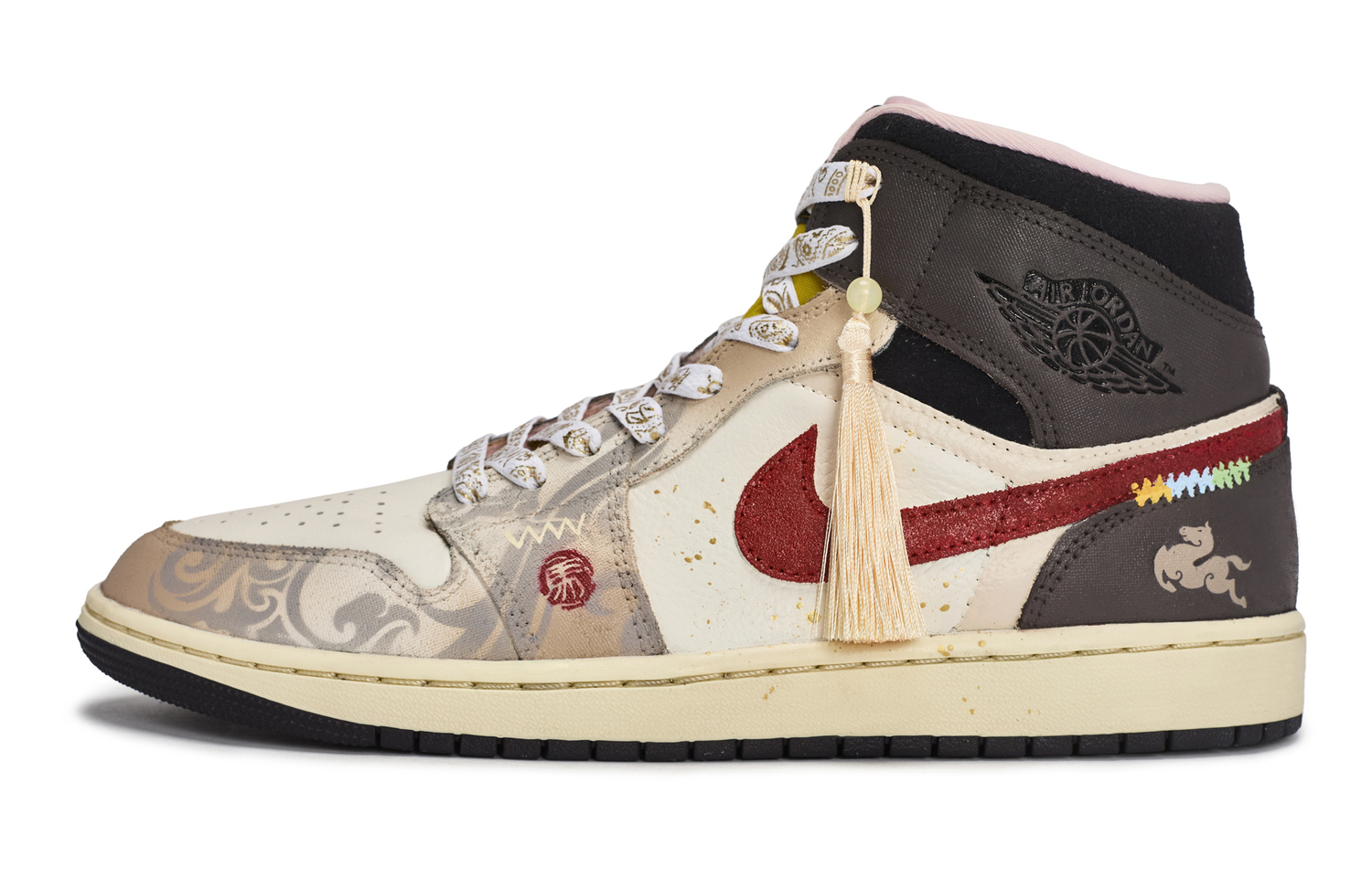 Air 1 811 Manufacturing, Zhi Chen Ji Yue, специальная коробка для обуви, устойчивая к истиранию, Mid top Jordan, бежевый серый красный коричневый — фото 3