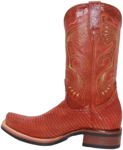 

Мужские ковбойские западные ботинки из натуральной кожи с тиснением под ящерицу и квадратным носком The Western Shops