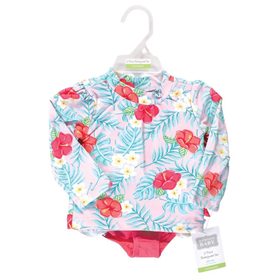 Комплект для плавания «Рашгард», современный ботанический дизайн Hudson Baby, Tropical Floral — фото 3