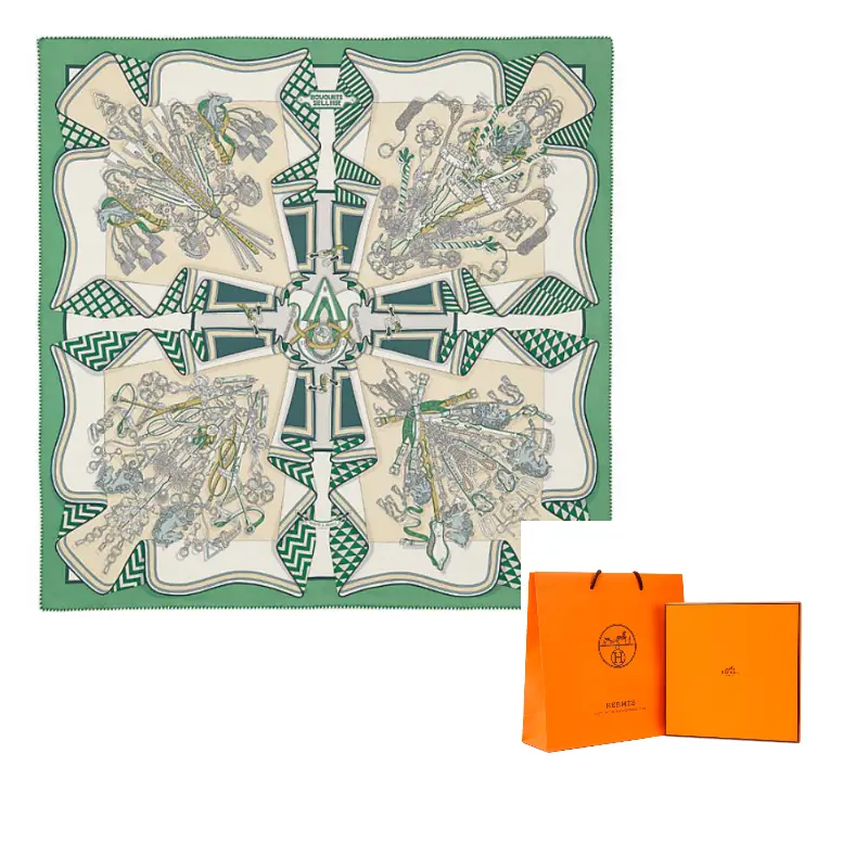 

HERMES Шёлковый шарф Mulberry зелёный, Green