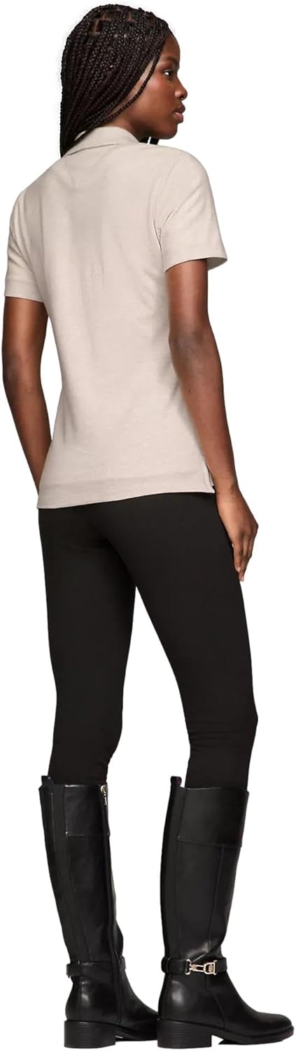 Поло Tommy Hilfiger Solid Short Sleeve Pique, бежевый меланж — фото 4