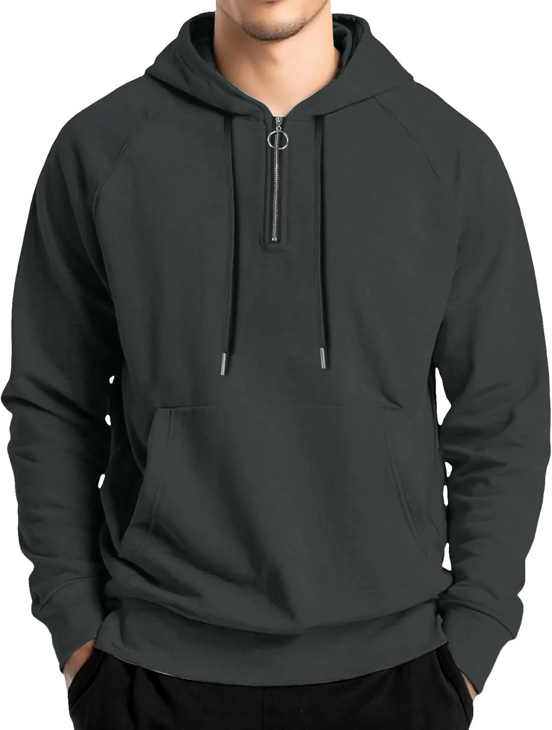 

Мужская толстовка с капюшоном на молнии 1/4, с карманами