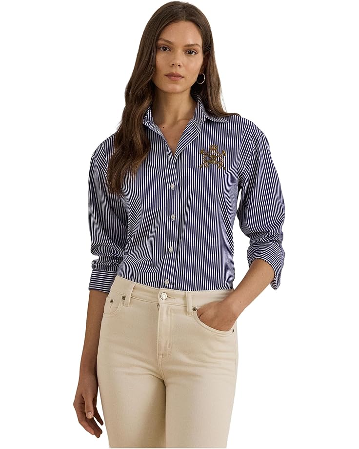 

Женская рубашка Lauren Ralph Lauren Relaxed Fit Striped Broadcloth, Blue/White Multi