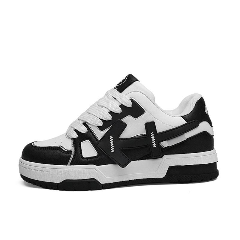 

Антискользящие и износостойкие легкие низкие скейтбордские кроссовки мужские бело-черные RBV