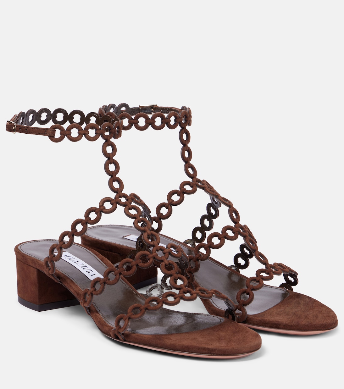 Замшевые сандалии Infinity Chain 35 Aquazzura, Espresso