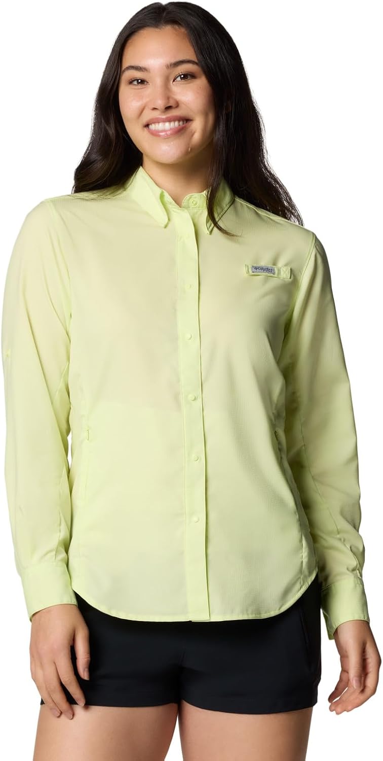 

Columbia Women's PFG Tamiami II UPF 40 рубашка для рыбалки с длинным рукавом, Spring Yellow