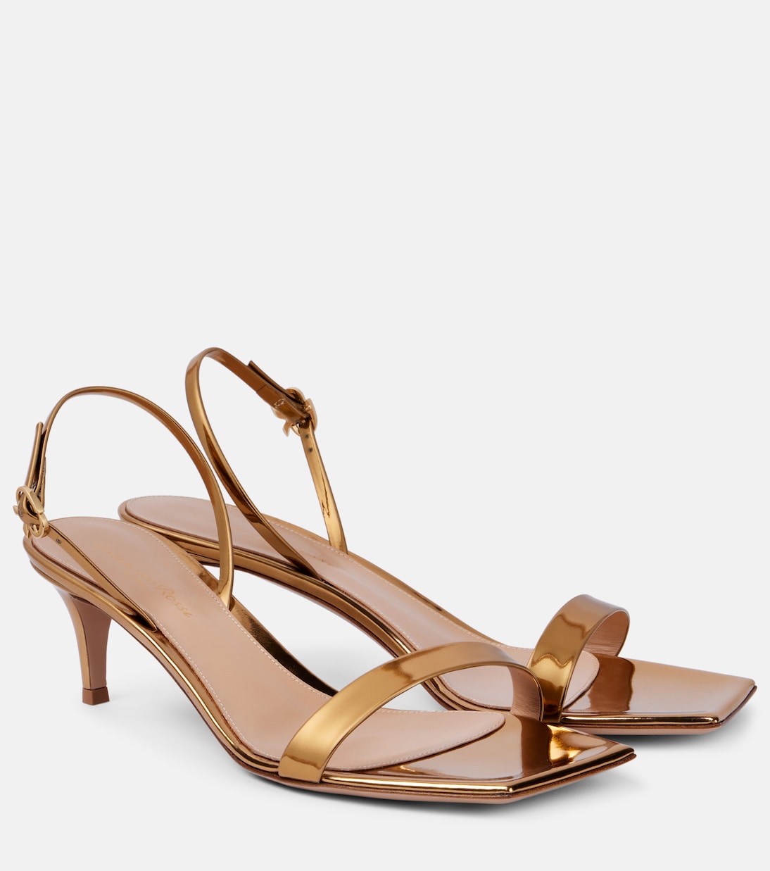 Сандалии Ribbon 55 из металлизированной кожи Gianvito Rossi, Mekong