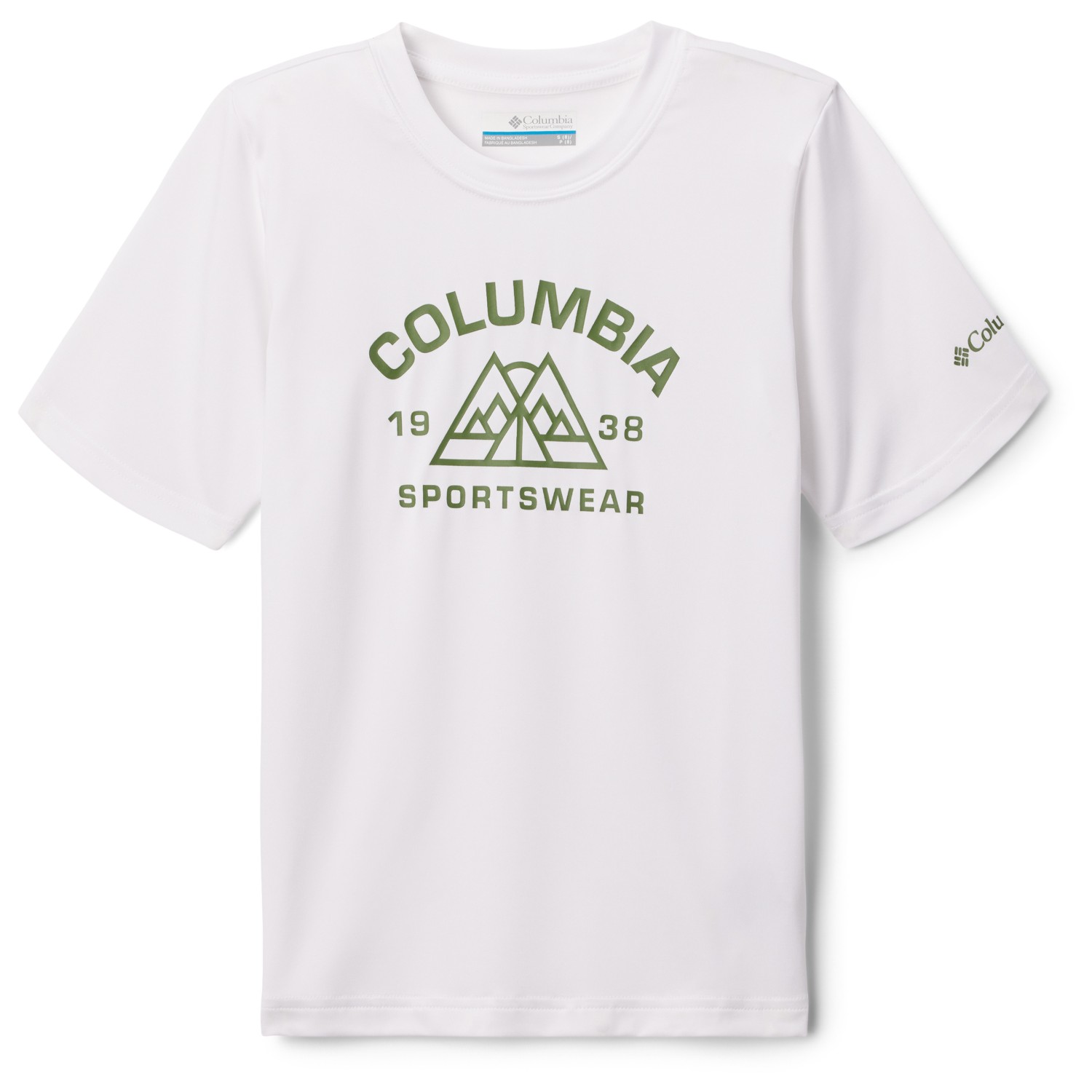 

Функциональная рубашка Columbia Kid's Mount Echo Graphic Shirt S/S, цвет White/Peaked Badge