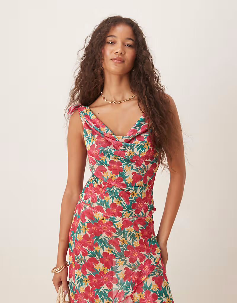 

Пляжный топ с цветочным принтом и оборками Ohana, разноцветный, розовый Wild Lovers