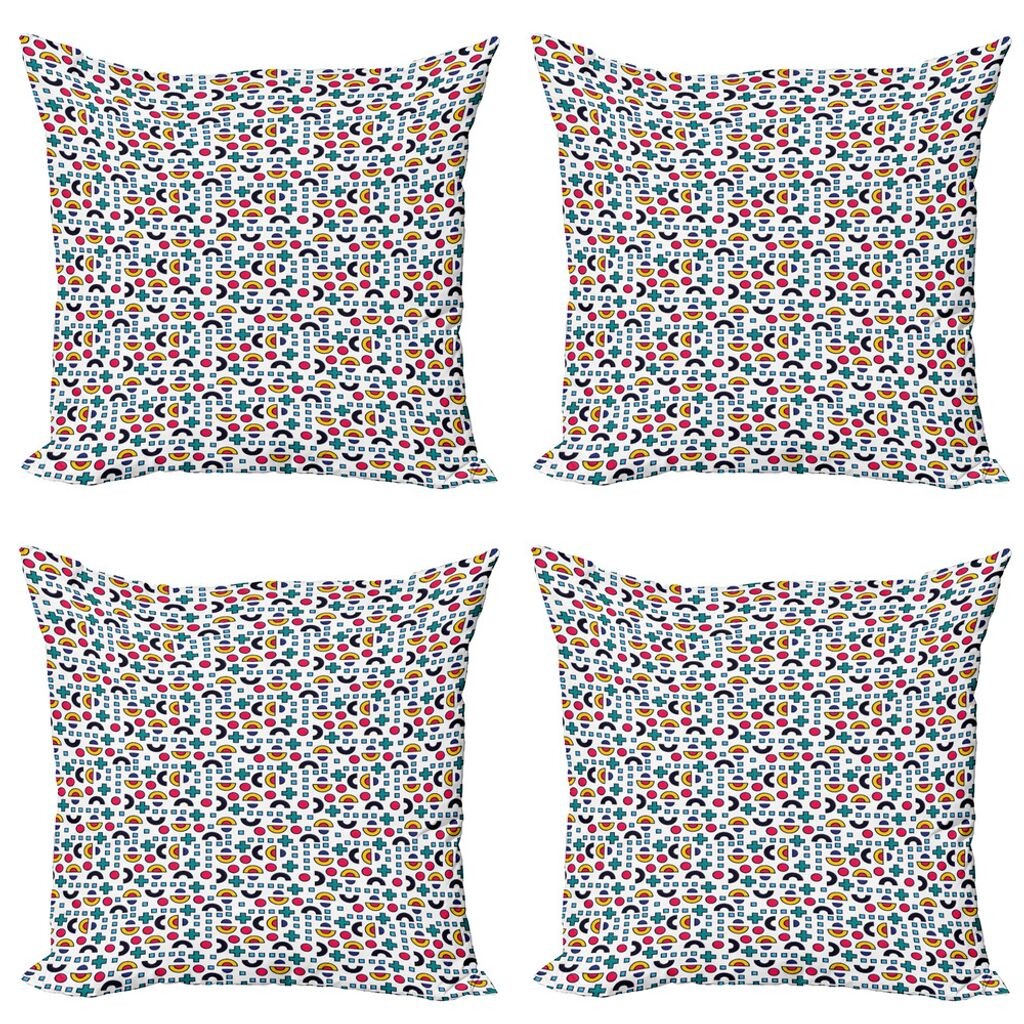 

ABAKUHAUS Colorful Набор чехлов для подушек (4 предмета), полукруг со знаком плюс, современная двусторонняя цифровая печать, 40 см x 40 см, многоцветный