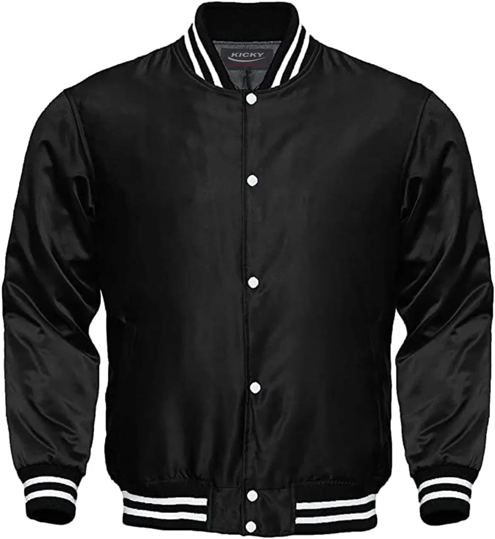 Куртка-бомбер в стиле Varsity Jacket (универсал, бейсбольная куртка) из атласной ткани, доступна в 10 цветовых вариантах
