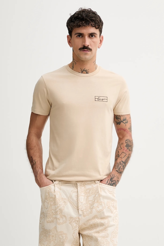 

Хлопковая футболка Kenzo, бежевый