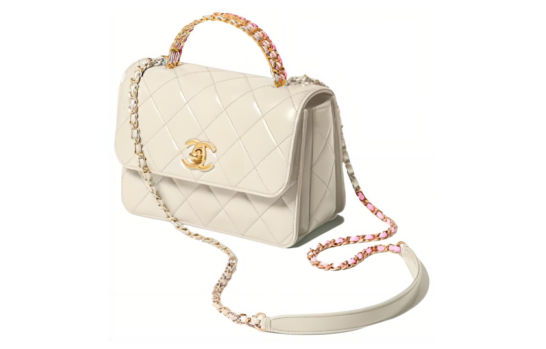 CHANEL 23P SS Smooth Cow Leather Handbag, Shoulder Bag, Crossbody Bag Mini Women's White — фото 2