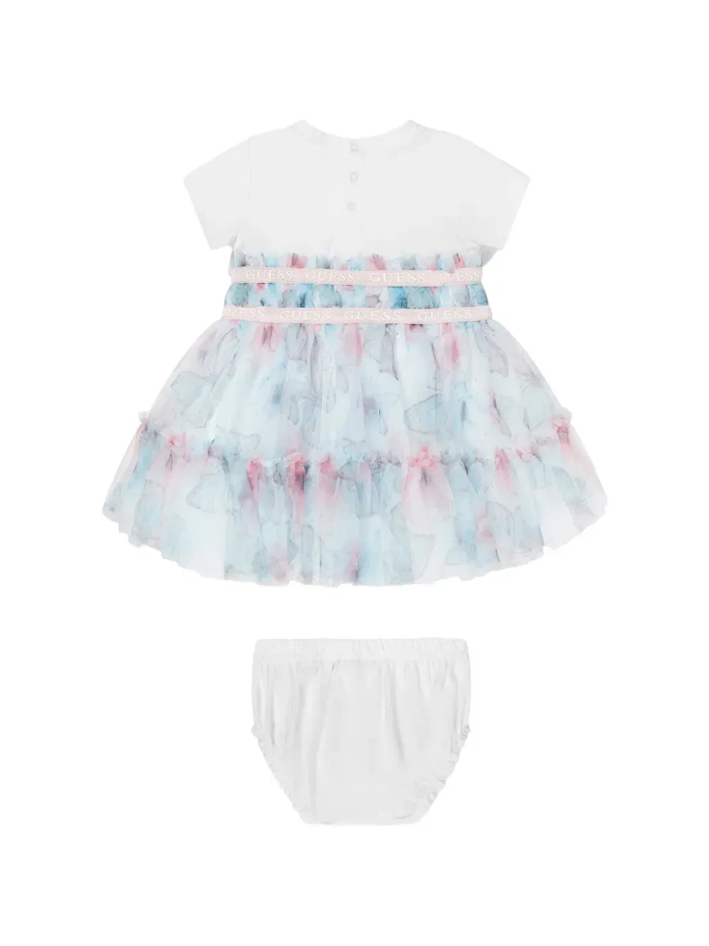 Платье с оборками и принтом в виде бабочек Guess Kids, белый — фото 2